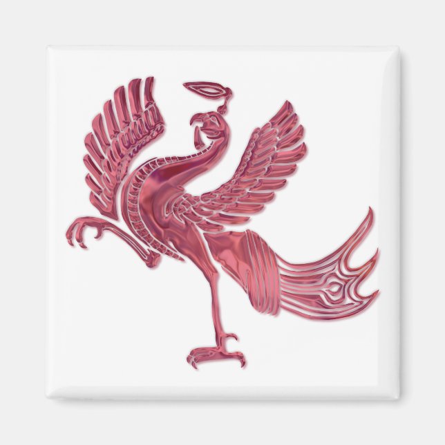 Imán Pájaro rojo vidrio rojo (Frente)