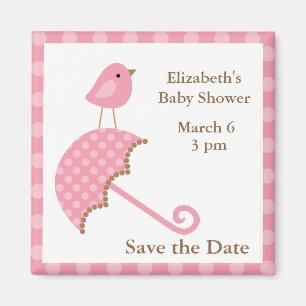 Imán Pájaro rosa y paraguas