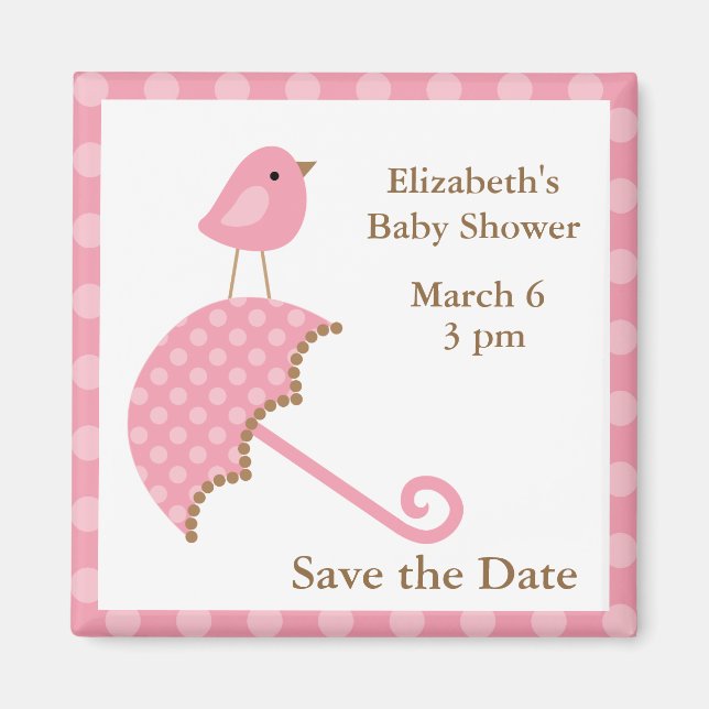 Imán Pájaro rosa y paraguas (Frente)