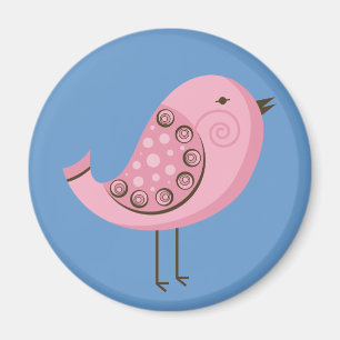 Imán Pájaro rosado retro