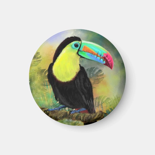 Imán Pájaro Toco Tropical Toco Toucan Exótico - Pintado (Frente)