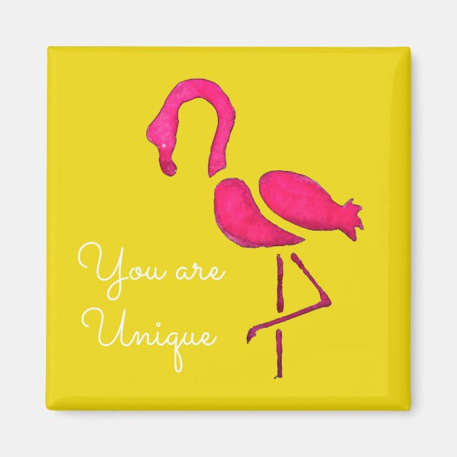 Imán Pájaro único de flamingo rosa (Frente)