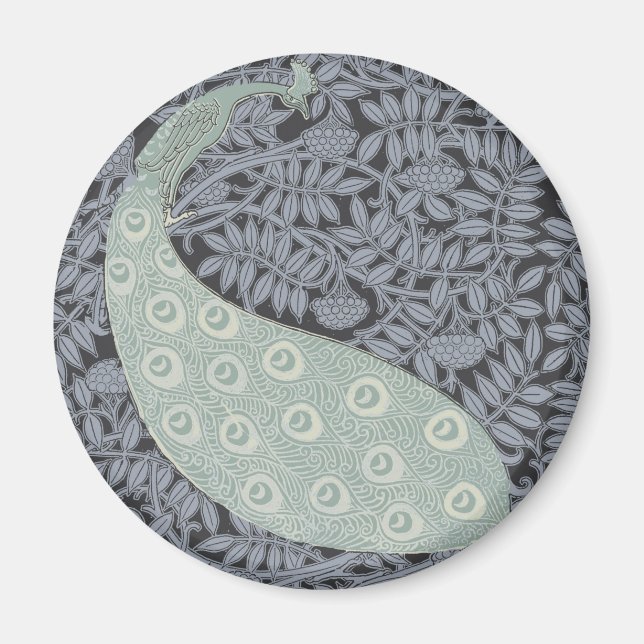 Imán Pájaro Vintage clásico de Peacock Art Nouveau (Frente)