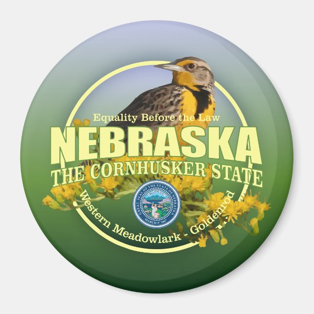 Imán Pájaro y flor del estado de Nebraska (Frente)