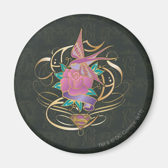 Imán Pájaro y flor superchica (Frente)