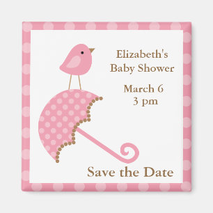 Imán Pájaro y paraguas rosados