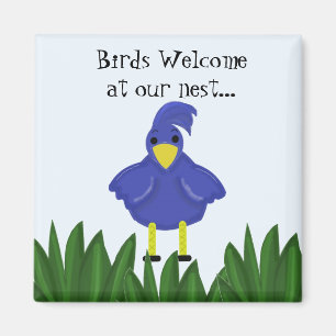 Imán Pájaros Bienvenidos a nuestro Nido - Azulejo