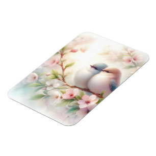 Imán Pájaros de amor de primavera Flor de cerezo floral