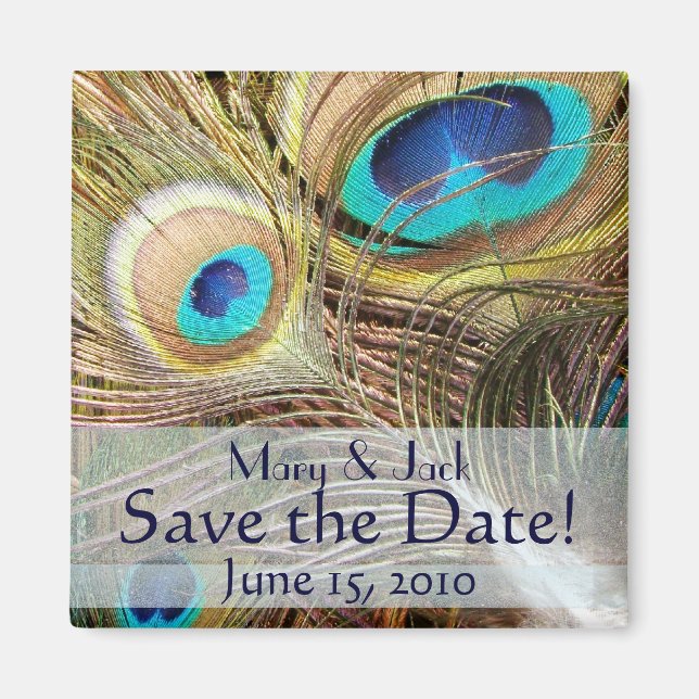 Imán Pájaros de pavo real con animales salvajes (Frente)