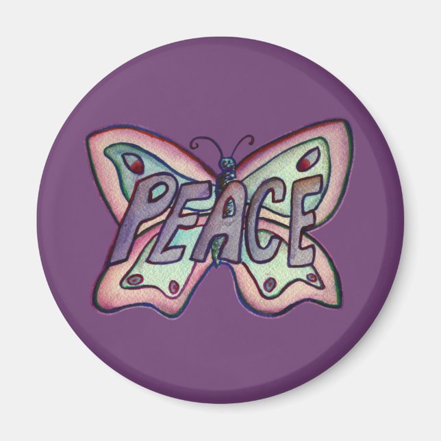 Imán Palabra de paz Art Morple Butterfly Wing Fridge Ma (Frente)