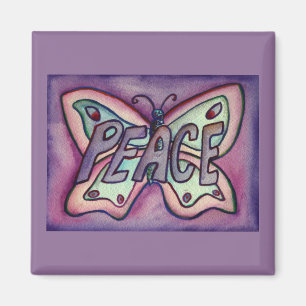 Imán Palabra de paz Art Morple Butterfly Wing Fridge Ma