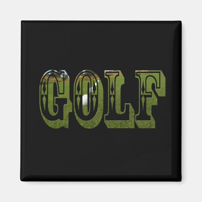Imán Palabra Dimensional Verde Golf Con Bolas, (Frente)
