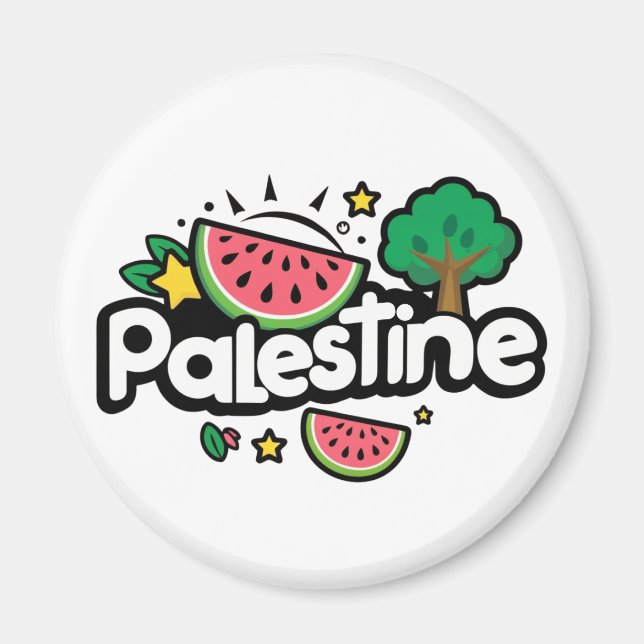 Imán Palabra palestina escueta rodeada por un árbol de  (Frente)