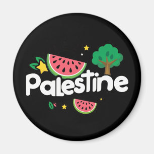 Imán Palabra palestina escueta rodeada por un árbol de