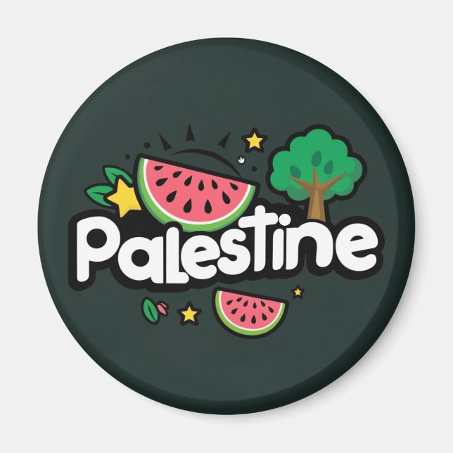 Imán Palabra palestina escueta rodeada por un árbol de  (Frente)