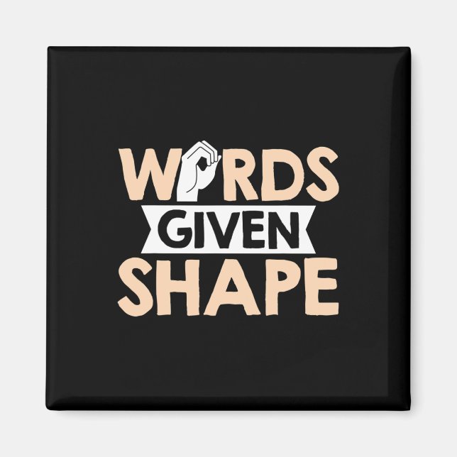 Imán Palabras ASL con forma de lenguaje de Rótulo ameri (Frente)