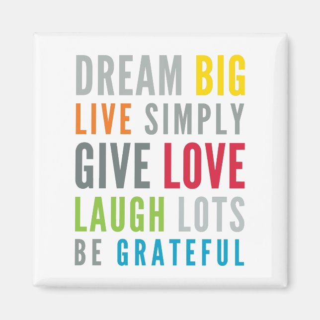 Imán PALABRAS MOTIVATIVAS PARA VIVIR POR LA tipografía  (Frente)