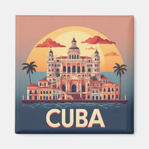Imán Palacio Cubano junto al Mar al Atardecer con Palme