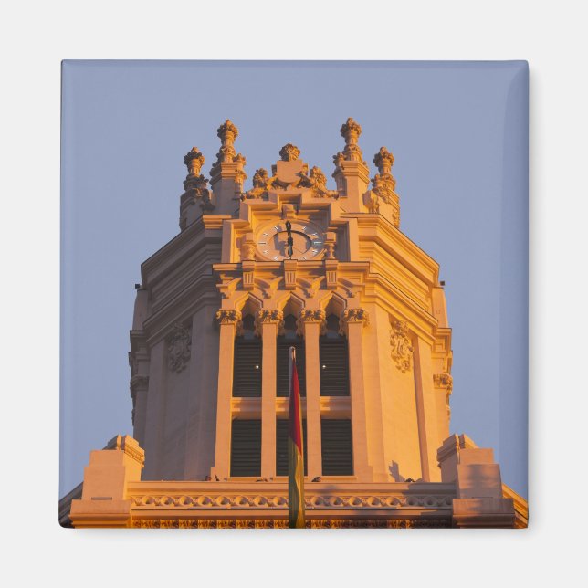 Imán Palacio de Comunaciones, detalles de torre, puesta (Frente)