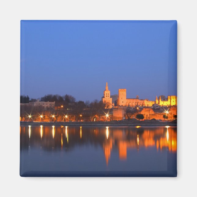 Imán Palacio del Papa en Aviñón y río Ródano en (Frente)