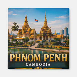 Imán Palacio Real de Phnom Penh y Belleza del Río Mekon