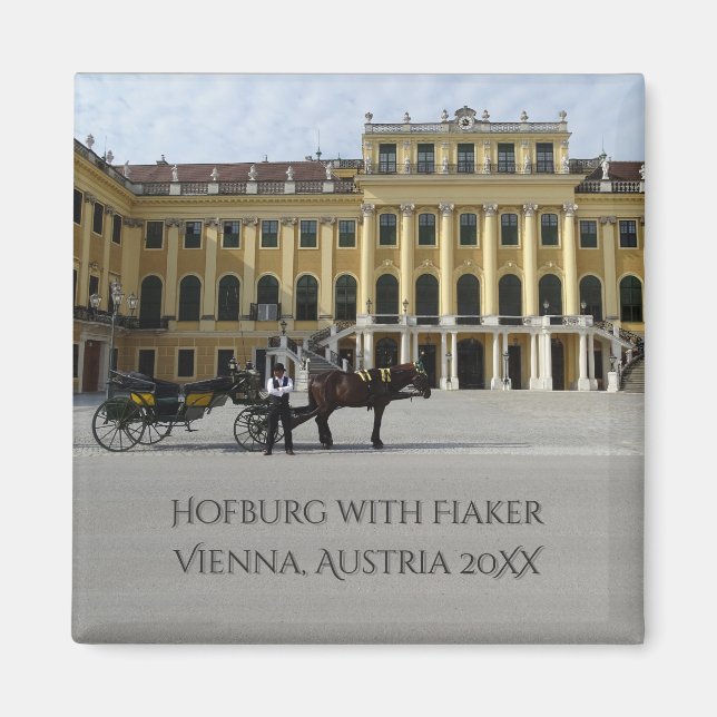 Imán Palacio Schönbrunn con Fiaker Viena, Austria (Frente)