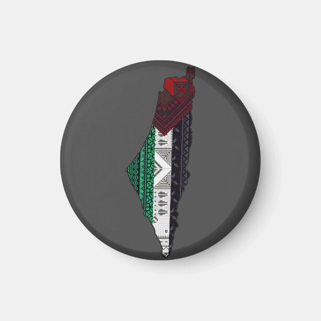 Imán Palestina Embroidery tatreez Mapa de la bandera de (Frente)
