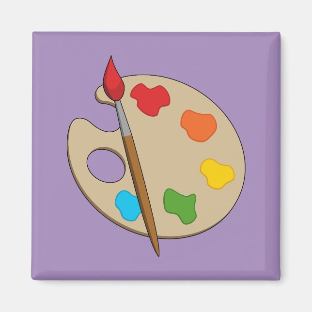 Imán Paleta de artista con pincel de pintura (Frente)