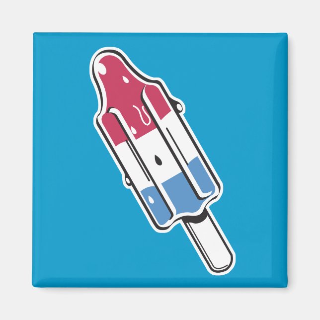 Imán paleta de hielo de cohete retro (Frente)