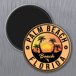 Imán Palm Beach Florida Palm Tree Beach Vintage Travel