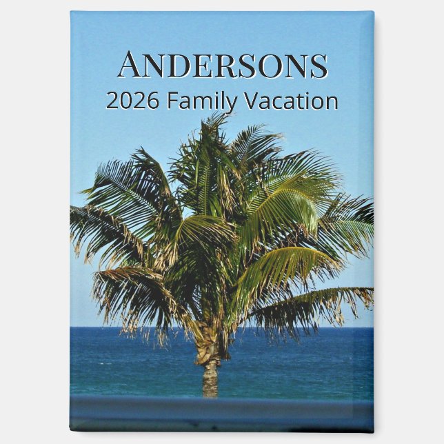 Imán Palm Breeze Shoreline | Family Name & Trip Year (Anverso)