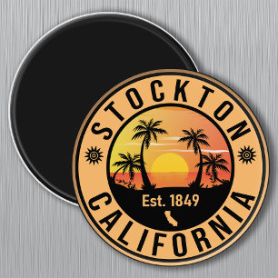 Imán Palm de souvenirs Retro Sunset de Stockton Califor
