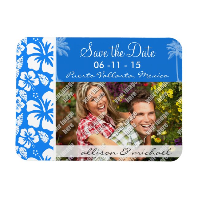 Imán Palm de verano; Hibiscus tropical azul de Azure (Horizontal)