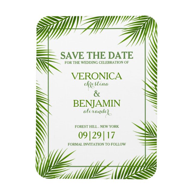 Imán Palm Deja La Boda Tropical Beach Ahorra La Fecha (Vertical)