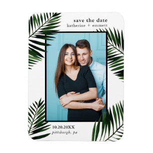 Imán Palm Leaves Guardar la foto del Boda de fecha