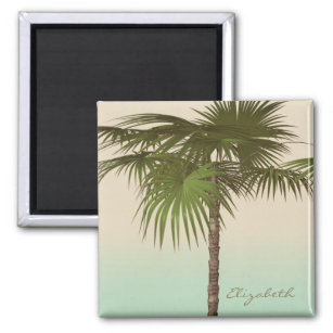 Imán Palm Tree tropical romántica - Personalizada