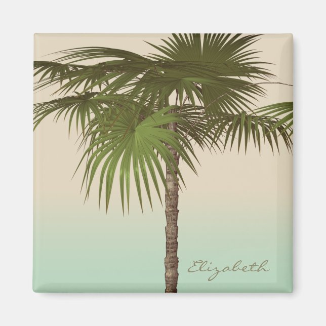 Imán Palm Tree tropical romántica - Personalizada (Frente)