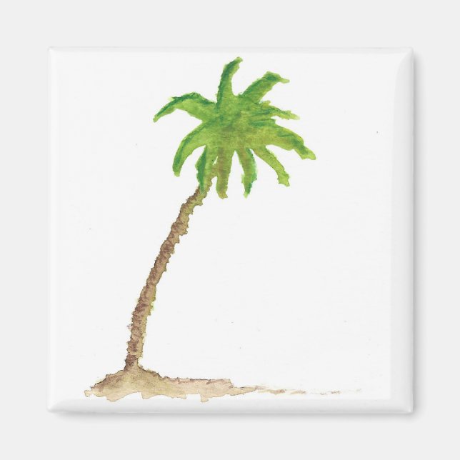 Imán Palm Tree Watercolor Tropical (Frente)