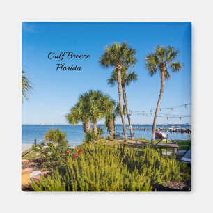 Imán Palm Trees Bayside Morning Square Magnet
