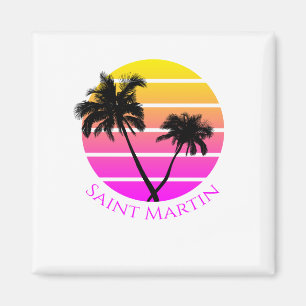 Imán Palm Trees Retro Beach Saint Martin