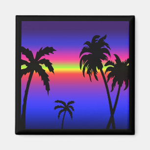 Imán Palm Trees Tropical Sunset Magnet