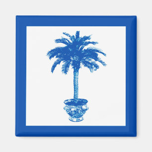 Imán Palmera en maceta - azul cobalto y blanco