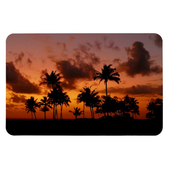 Imán Palmeras al atardecer - rojo (Horizontal)