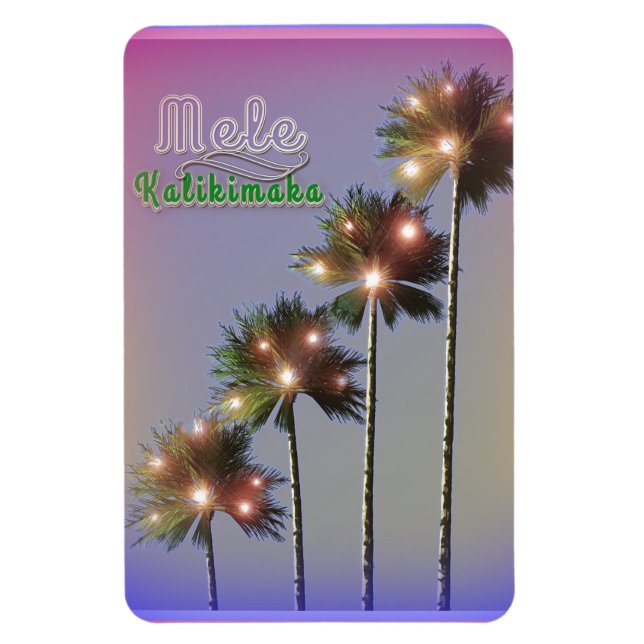 Imán Palmeras Con Luces Mele Kalikimaka (Vertical)