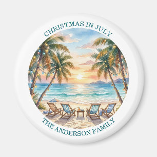 Imán Palmeras exóticas de playa Navidad en julio