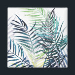 Imán Palmeras iluminadas - Hojas tropicales<br><div class="desc">"Twilight Palms I" de Grace Popp. La vegetación tropical tiene un estilo acuático.</div>