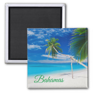 Imán Palmeras Tropical Blue Exotic Bahamas Beach Palms