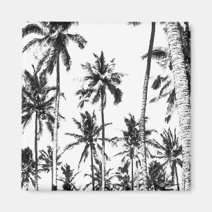 Imán Palmeras tropicales blancas y negras verano modern