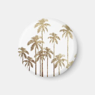 Imán Palmeras tropicales del oro atractivo en blanco