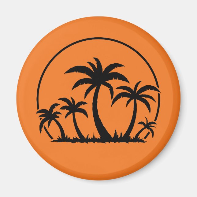 Imán Palmeras y puesta de sol en negro (Frente)